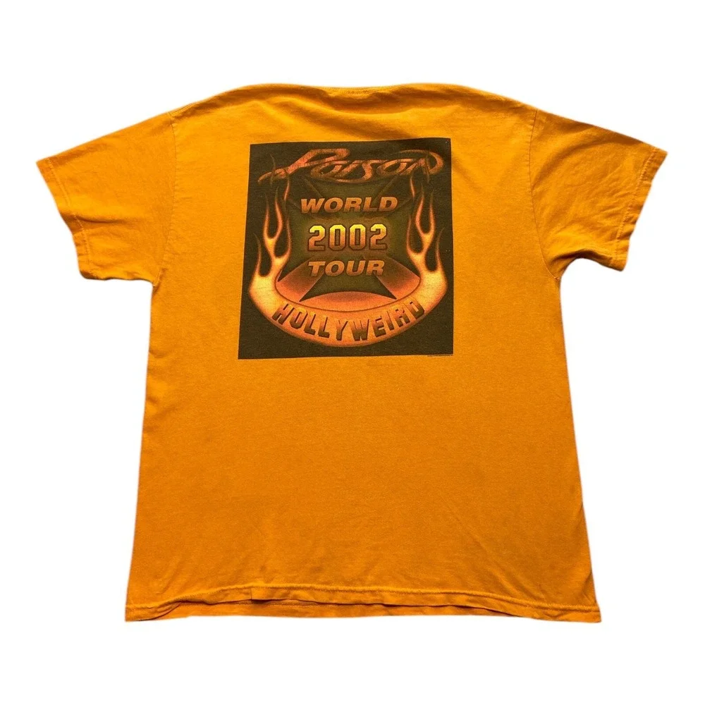 Vintage Poison 2002 Hollyweird World Tour Orange‎ T shirt Size L Y2K